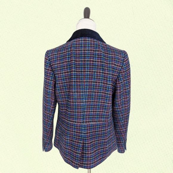 Talbots Petite Mistletoe‎ Plaid Two Button Blazer 8P Multicolor Shetland Wool - Picture 3 of 7